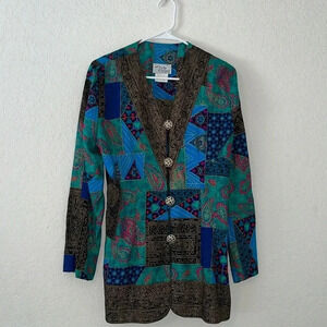 Vintage blazer womens size 10 unique colorful detailed blazer lady carol of ny